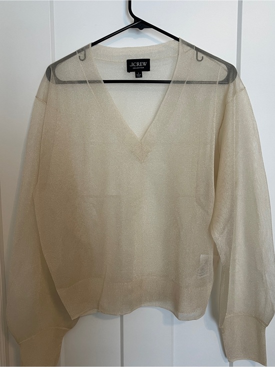 J. Crew Sweaters - J. Crew Women's Sheer V-Neck Sweater in Cream size large